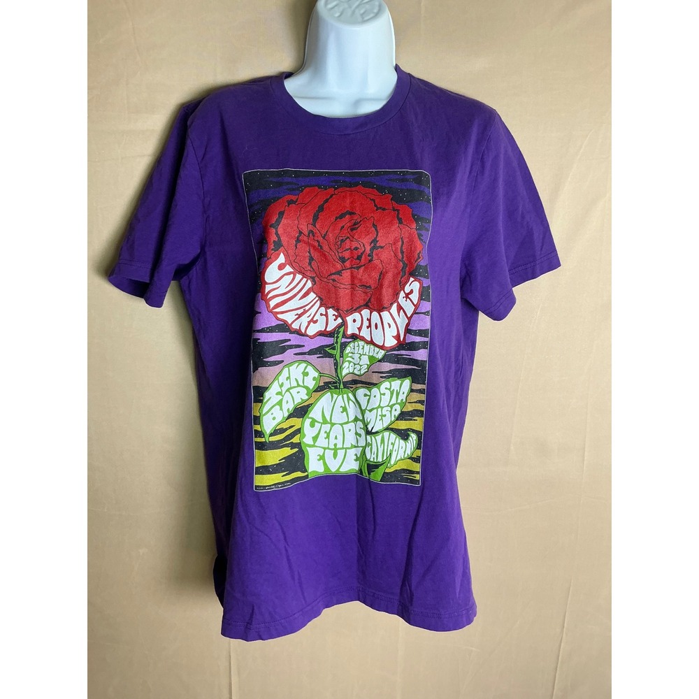 Bella Canvas Universe Peoples T-Shirt Mens Large Purple‎ Excellent Band Rose NYE